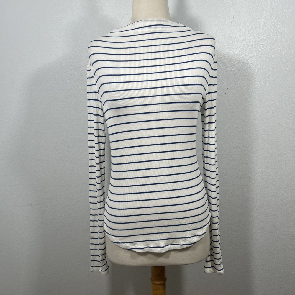 American Top Womens M Soft Sexy Ribbed Stripe French Girl Y2K Preppy Retro